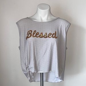 Weekending Blessed Cropped Gray Top Size 3X